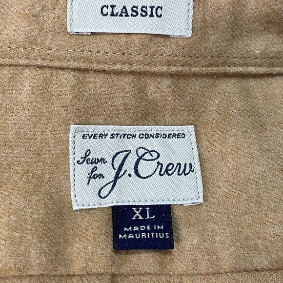 J.CREW Classic Midweight Flannel Long Sleeve Button Down Shirt, Honey Tan - XL - Picture 7 of 10
